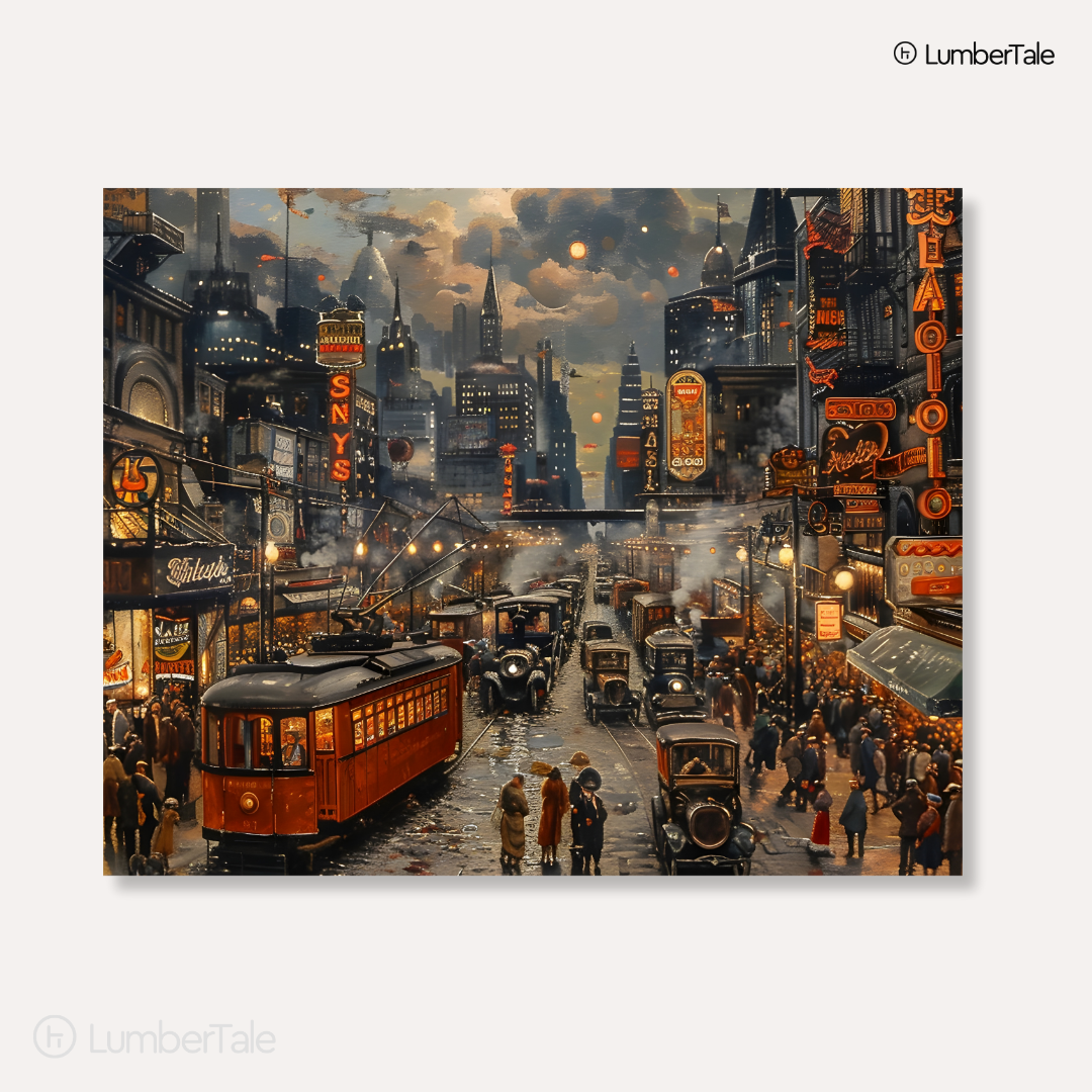 Smoke & Glamour – Jazz Age Jams – Retro NYC Canvas for Urban Nostalgia