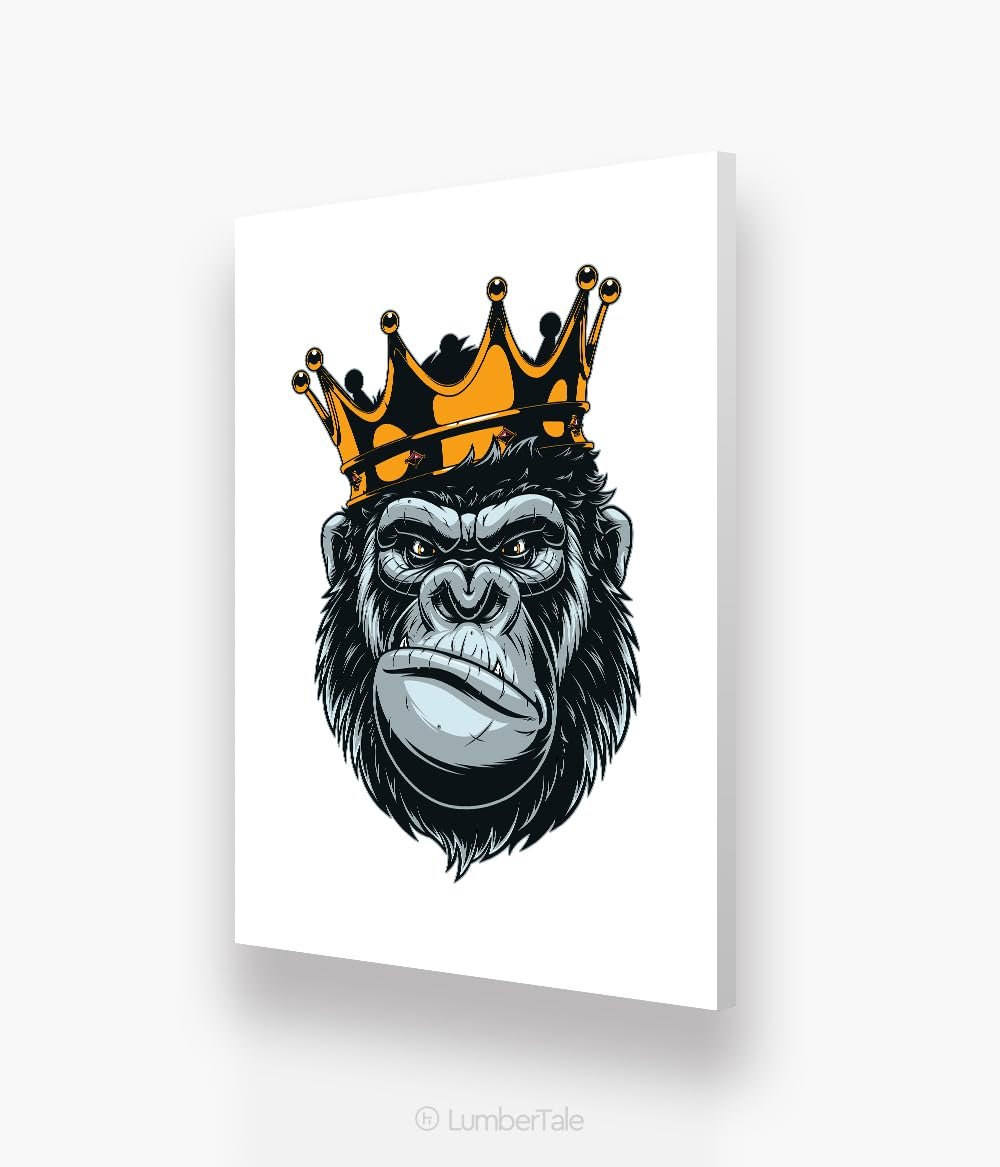 Badshah - Gorilla The King - Spirit Animal Art Painting |Wall Art Gift Posters For Wall Decor Wall Hangings - Black Frame | Ready To Hang