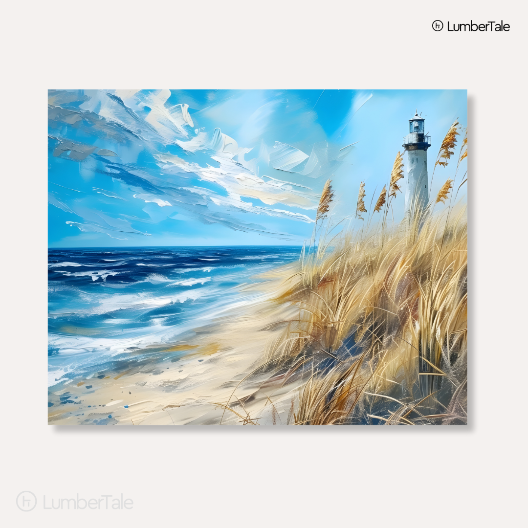 Lighthouse Daydreams – Coastal Calm on Stretched Canvas – For Beach Souls and Seaside Hearts