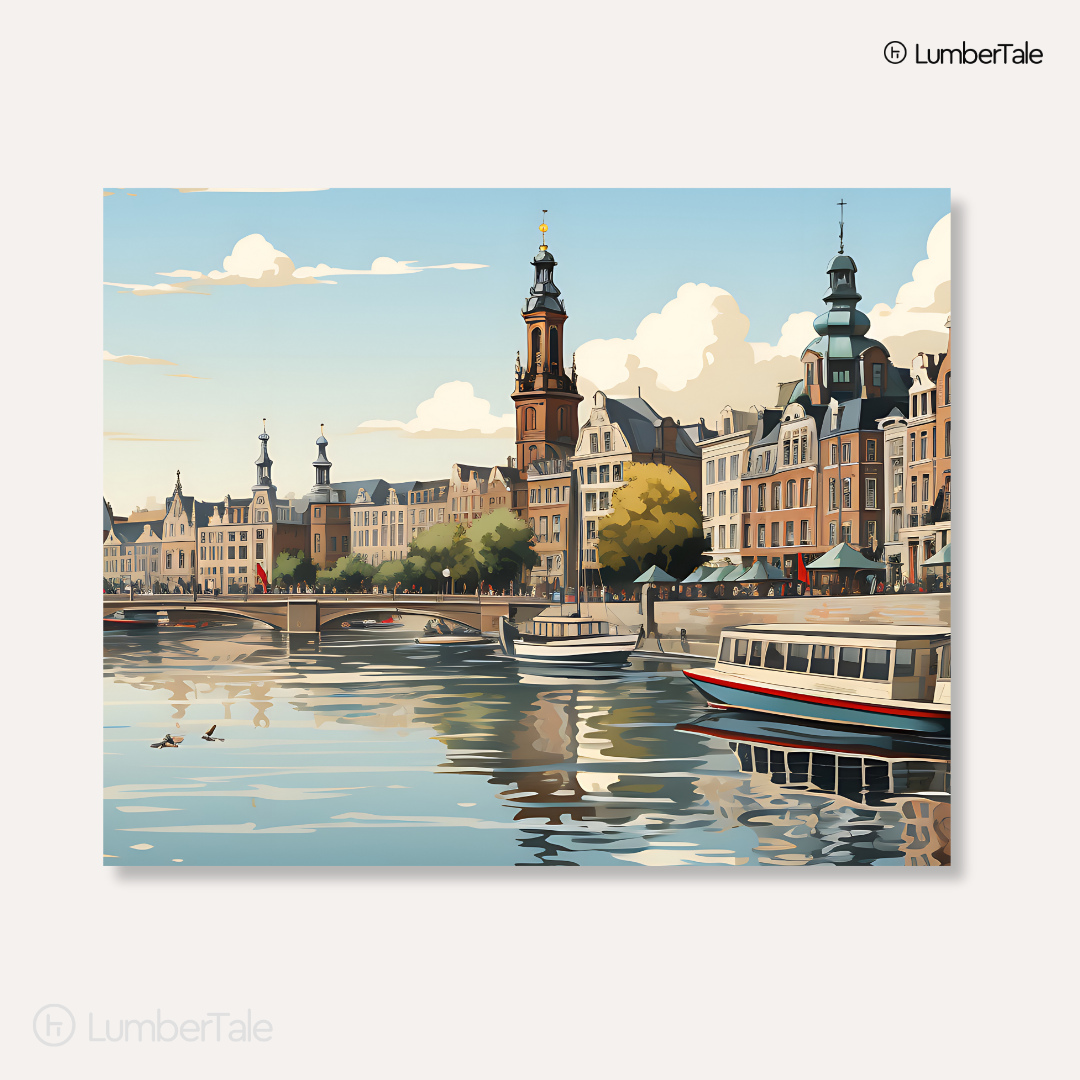 Boat Goals – Iconic Amsterdam Canals on Stretched Canvas