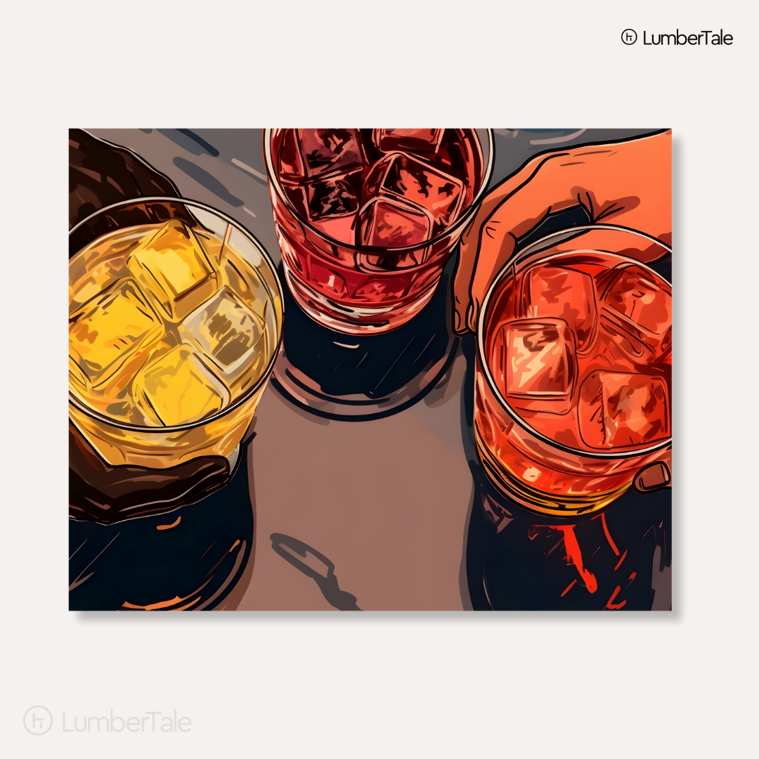 Neat & On the Rocks – The Art of the Pour – Stretched Canvas for Bars, Lounges & Conversation Corners