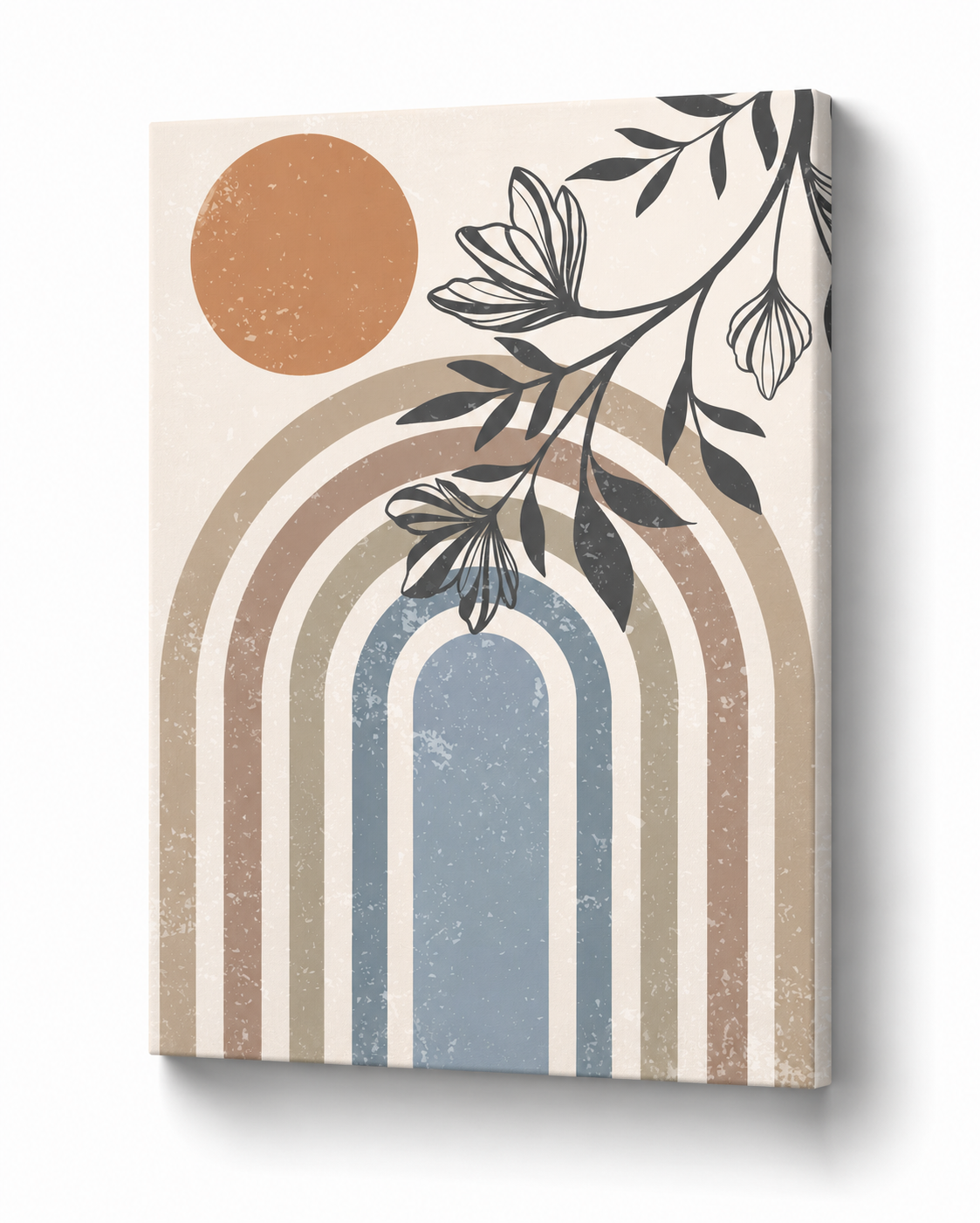 Boho Rainbow & Botanical - Minimalist Wall Decor - Stretched Canvas