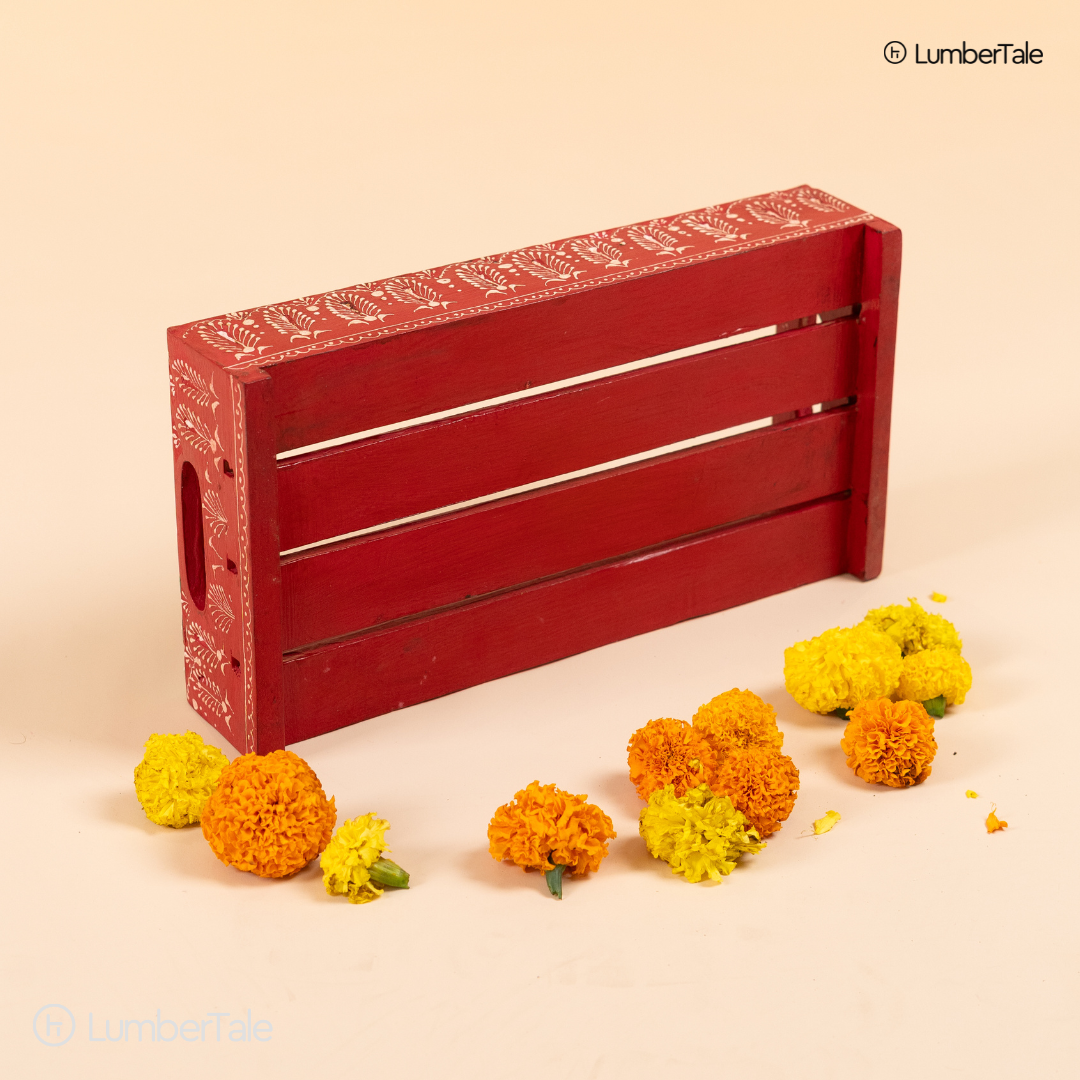 The Scarlet Chai Parade – Handcrafted Wooden Serving Tray
