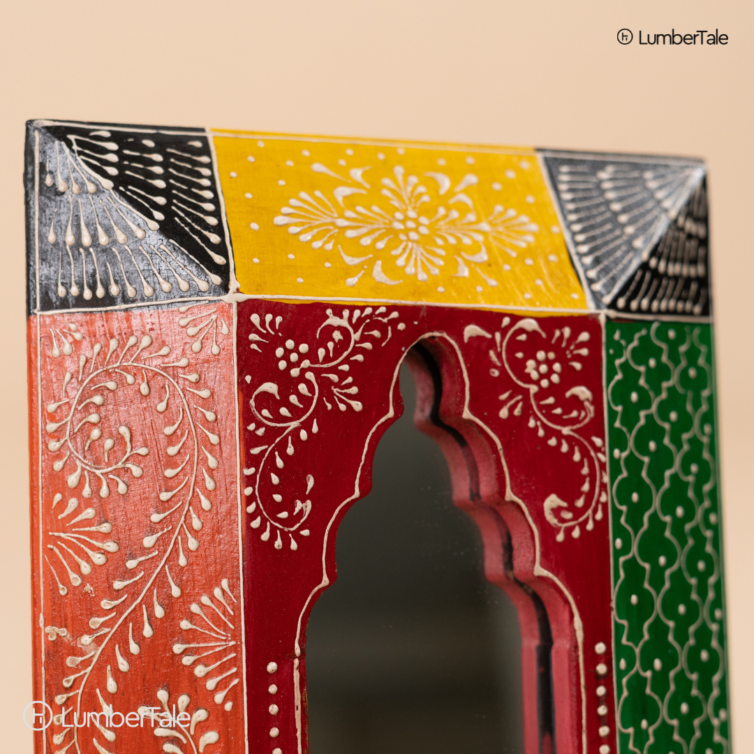 Royal Reflection – Hand-Painted Decorative Wooden Mirror