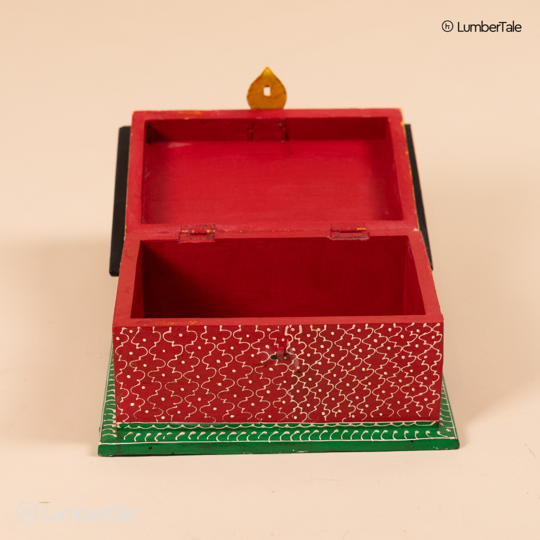 Hand-Painted Wooden Tabletop Sandook – Royal Keepsake Box