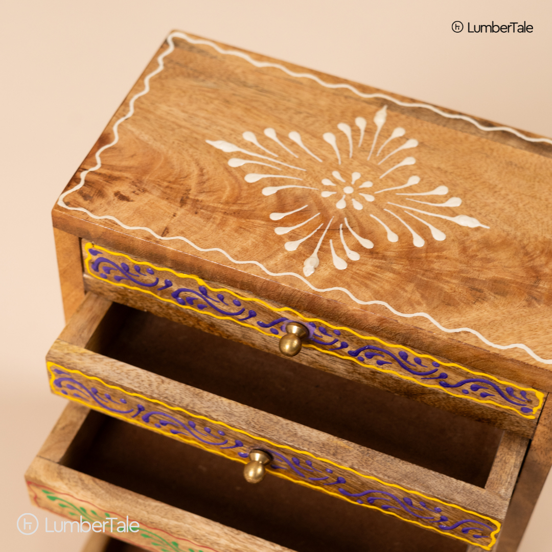 Hand-Painted Wooden 7-Chest Drawer – Tabletop Organizer for Jewelry & Essentials