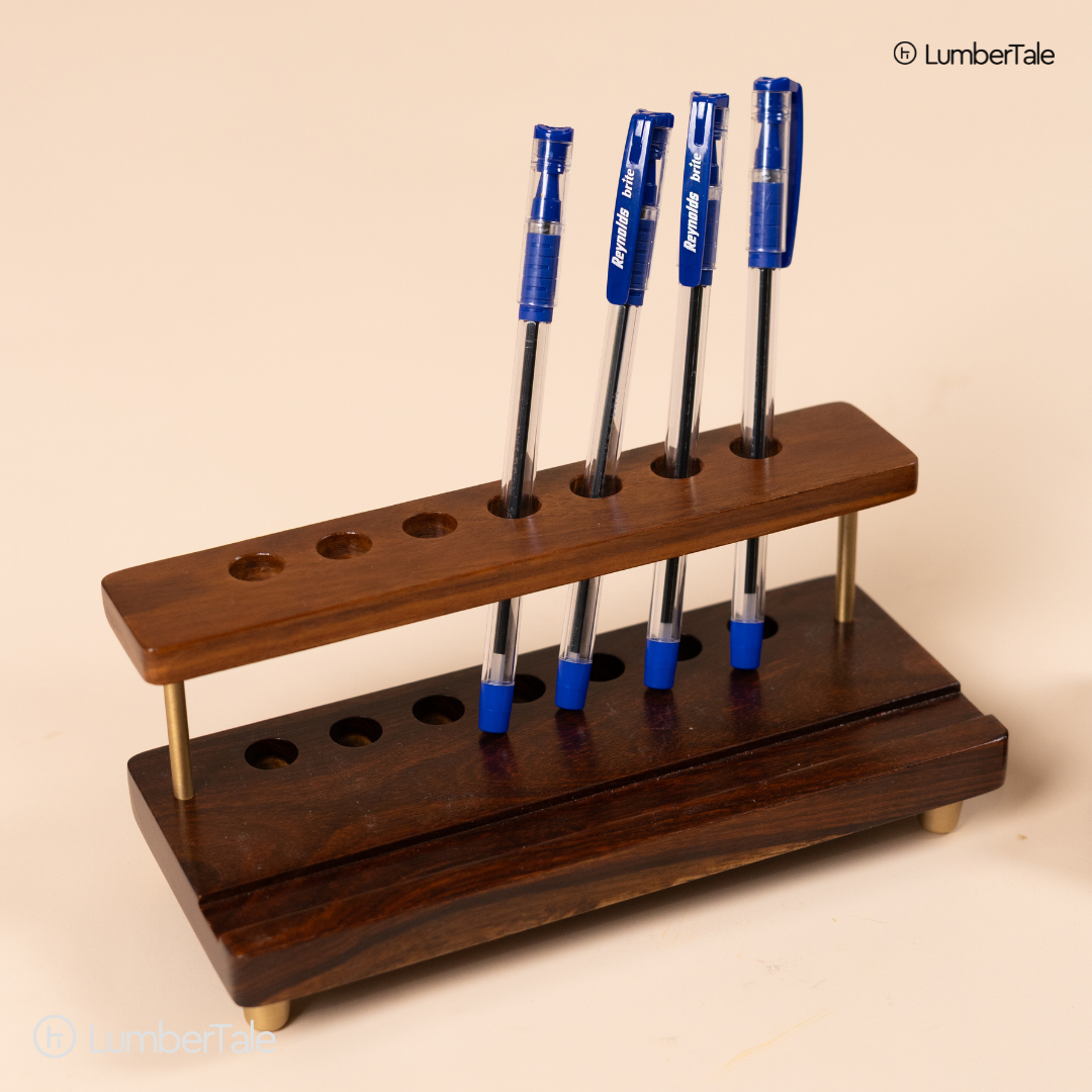 The Executive Edge – Wooden Pen & Phone Stand