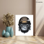 White Bored Ape Soldier Spirit Animal Stretched Canvas Framed Wall Hanging
