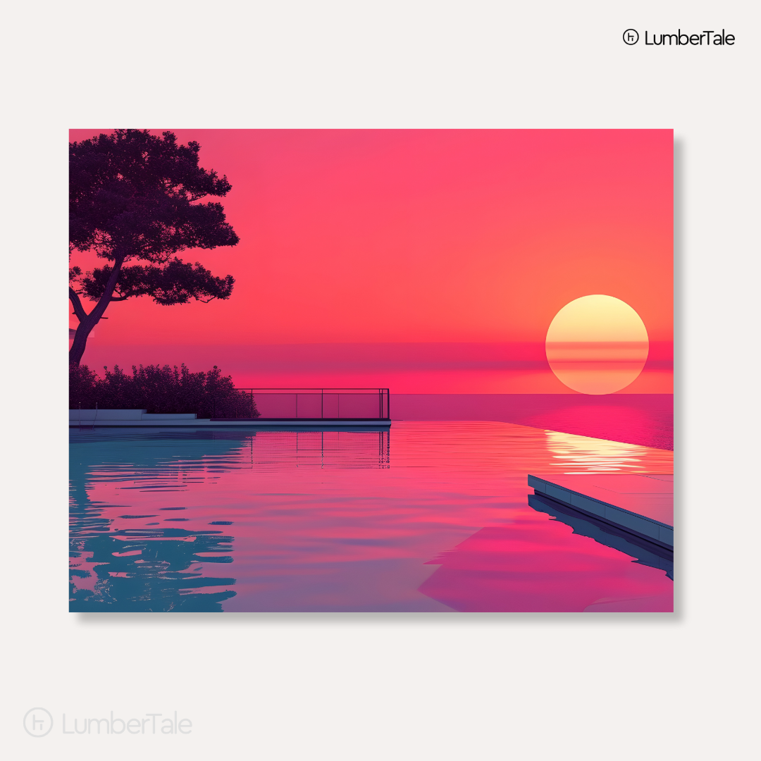 Neon Mirage – Sunset Soaked Infinity Bliss – Stretched Canvas for Chill Seekers