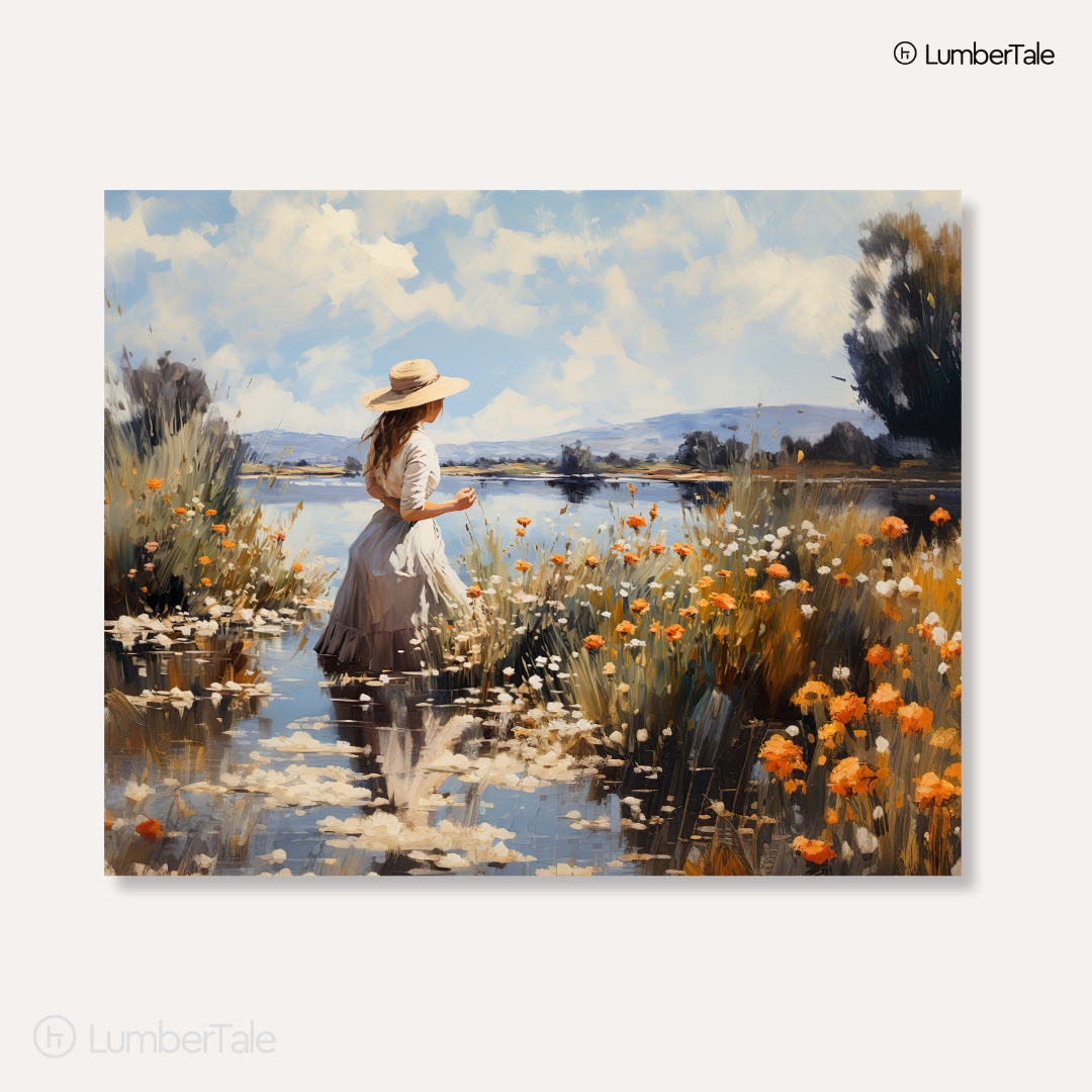 Wildflower Whispers – Lakeside Daydreams on Stretched Canvas