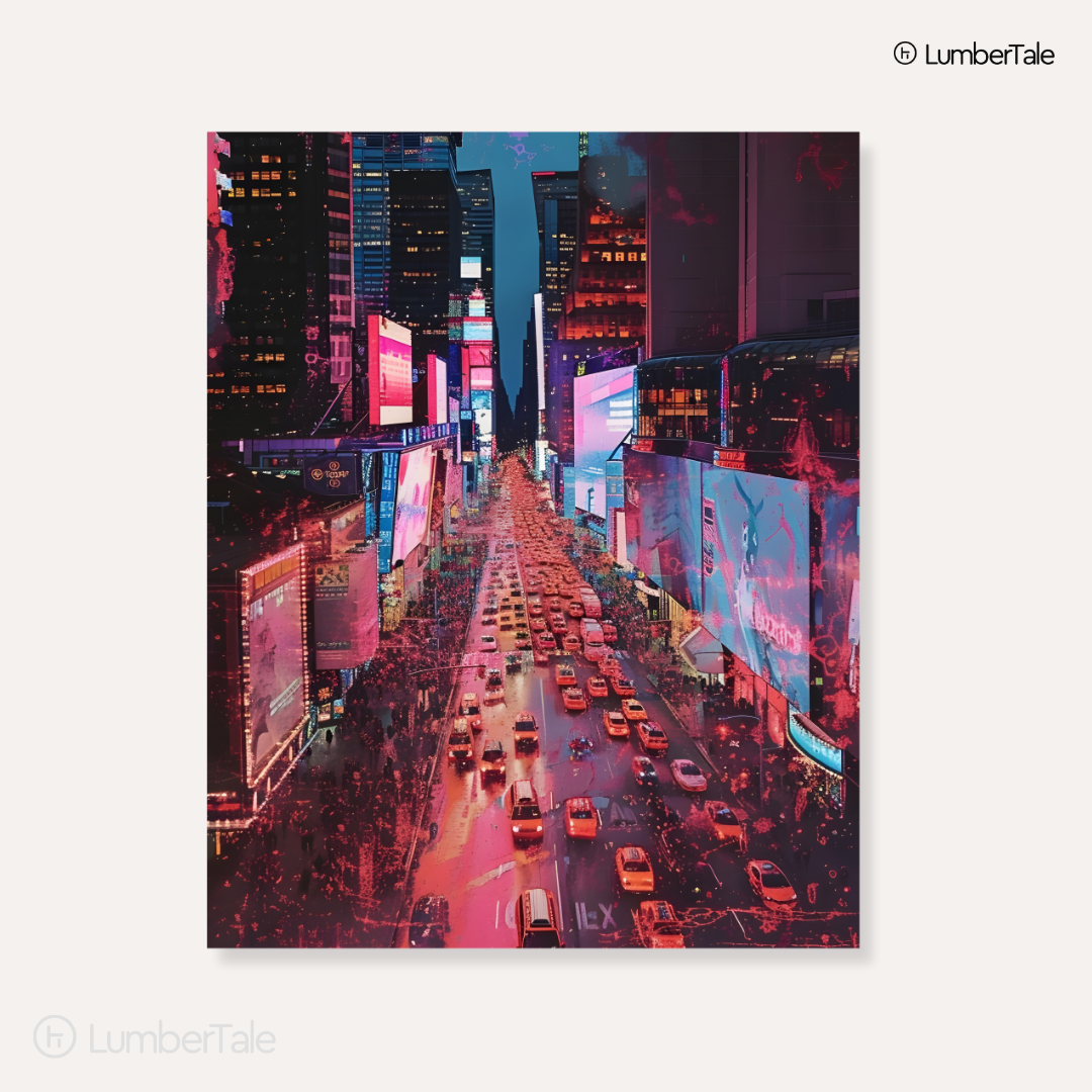 Neon Rush Hour – Times Square in Technicolor – Stretched Canvas for Urban Walls, Modern Lofts & High-Octane Corners