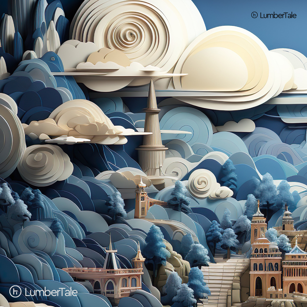 Sky’s the Limit – Papercraft City on Stretched Canvas
