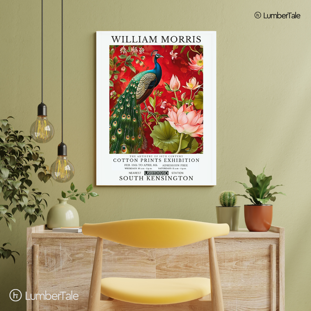 William Morris Peacock & Lotus – Stretched Canvas