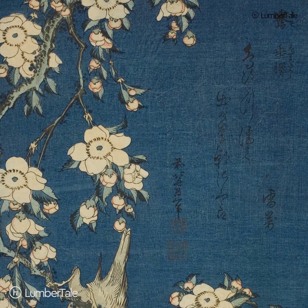 Blossoms & Brushstrokes - Sakura Dreams On Indigo - Stretched Canvas For Reading Nooks Zen Corners Art-Loving Souls