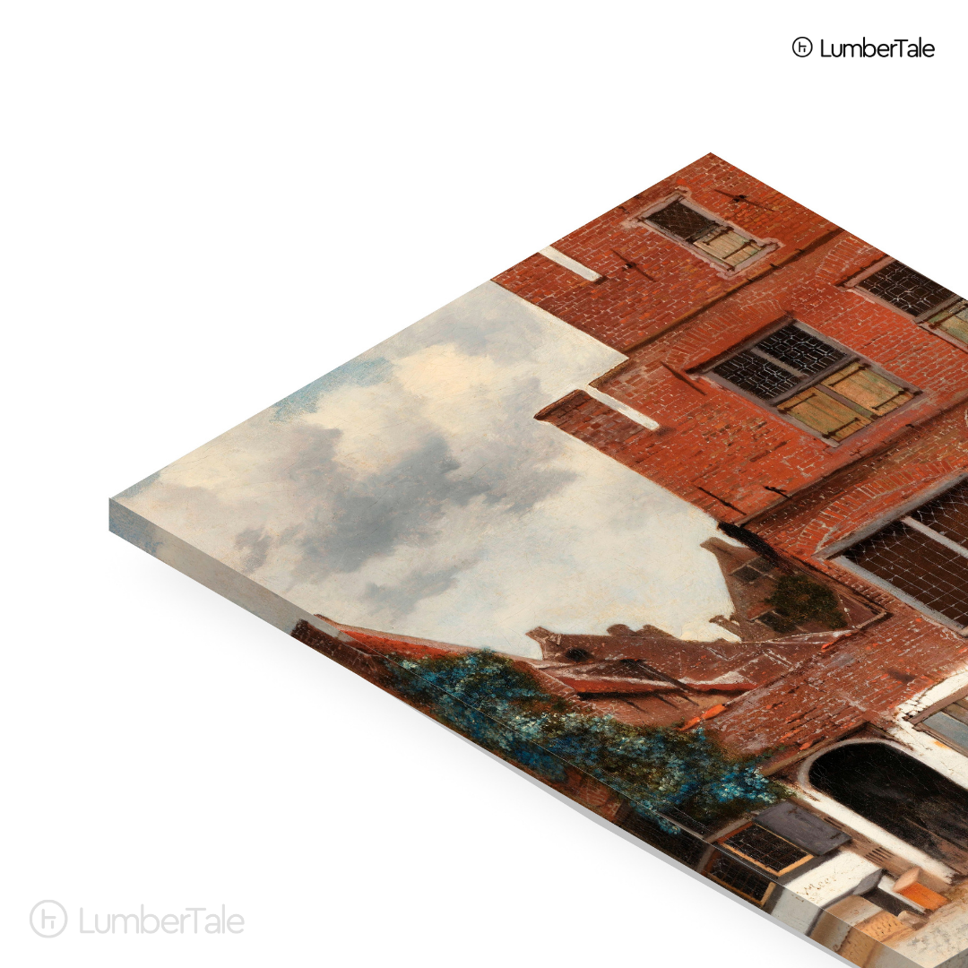 Windows, Women & Whispered Chores - Dutch Streetlife Snapshot - Stretched Canvas For Reading Nooks Study Corners Chill Walls
