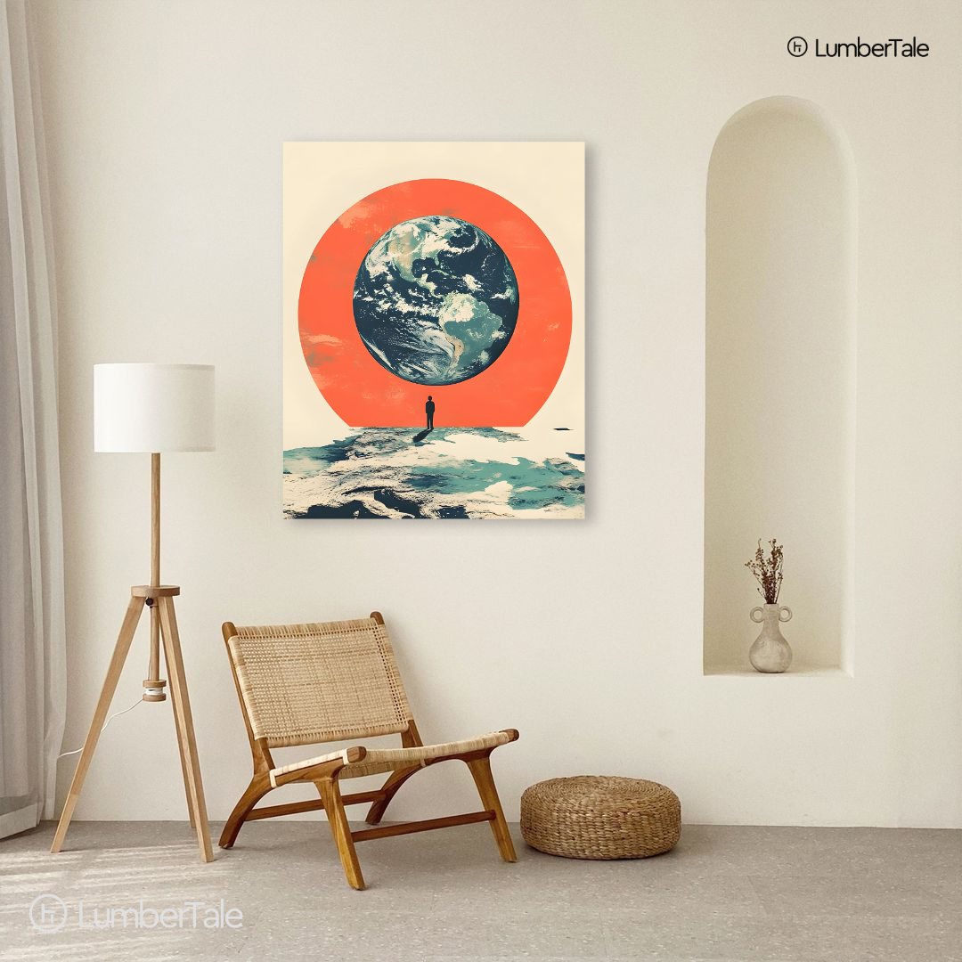 Alone With the Whole Damn Planet - Cosmic Perspective Vibes - Stretched Canvas For Work Desks Thinkers Corners Existential Walls
