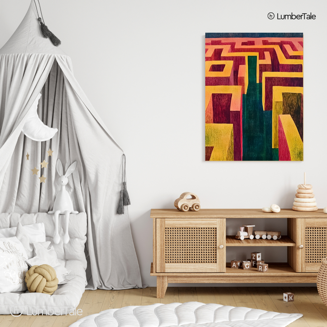 Lost But Thriving - Abstract City Maze Energy - Stretched Canvas For Bold Walls, Creative Zones, Chaos-Loving Corners