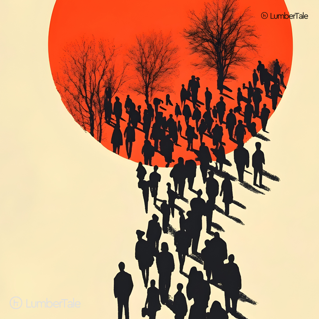 March to the Red Moon - Shadows, Strangers & Silence - Stretched Canvas For Hallways, Think Spaces, and Bold Entry Walls