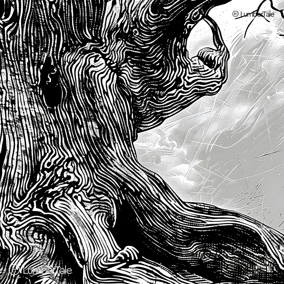 Twisted Roots & Midnight Whispers - Monochrome Tree Drama - Stretched Canvas For Moody Corners, Thoughtful Walls, and Earthy Aesthetes