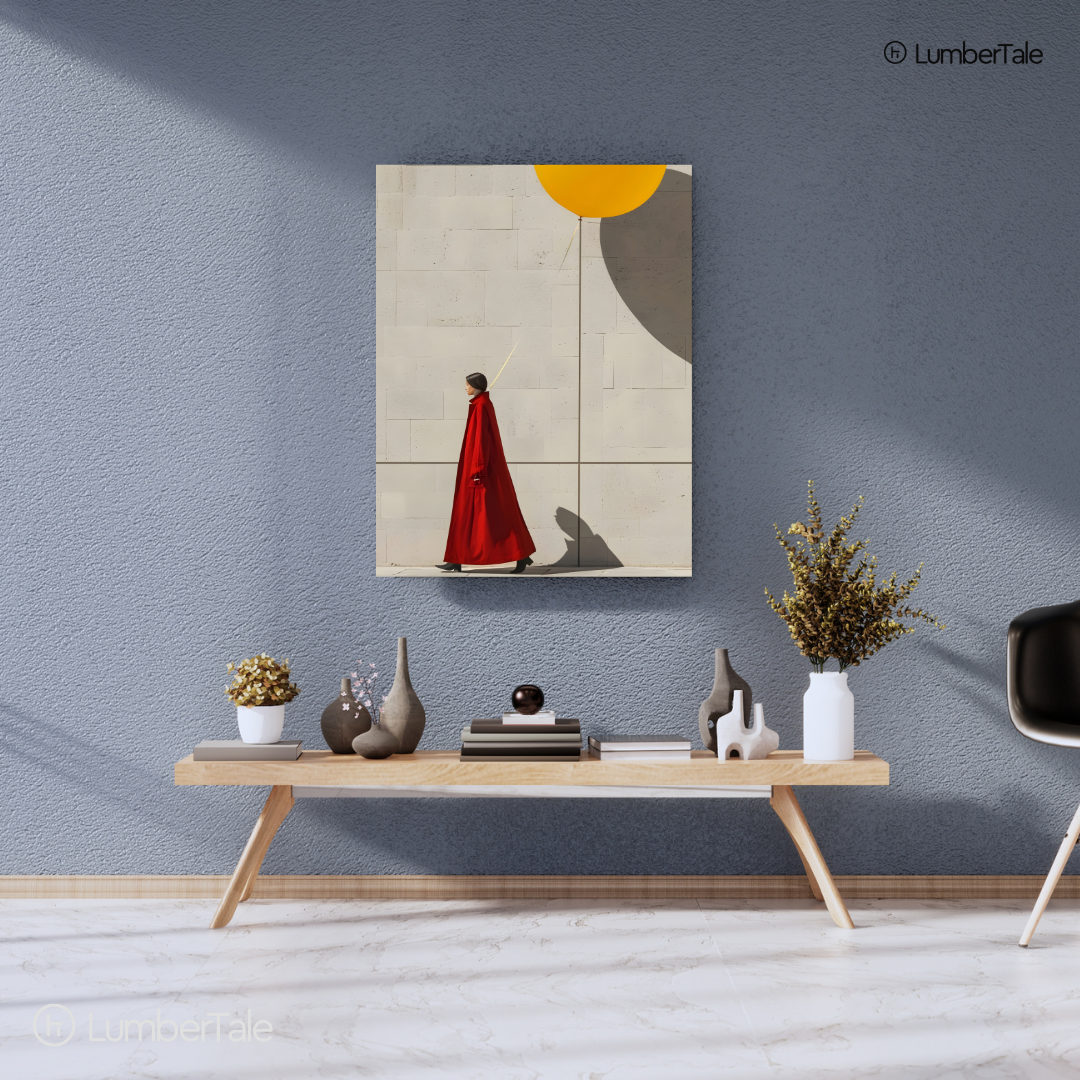Tethered & Unbothered - Balloon Logic Meets Red Carpet Cool - Stretched Canvas For Modern Halls, Creative Studios, and Quiet Power Walls