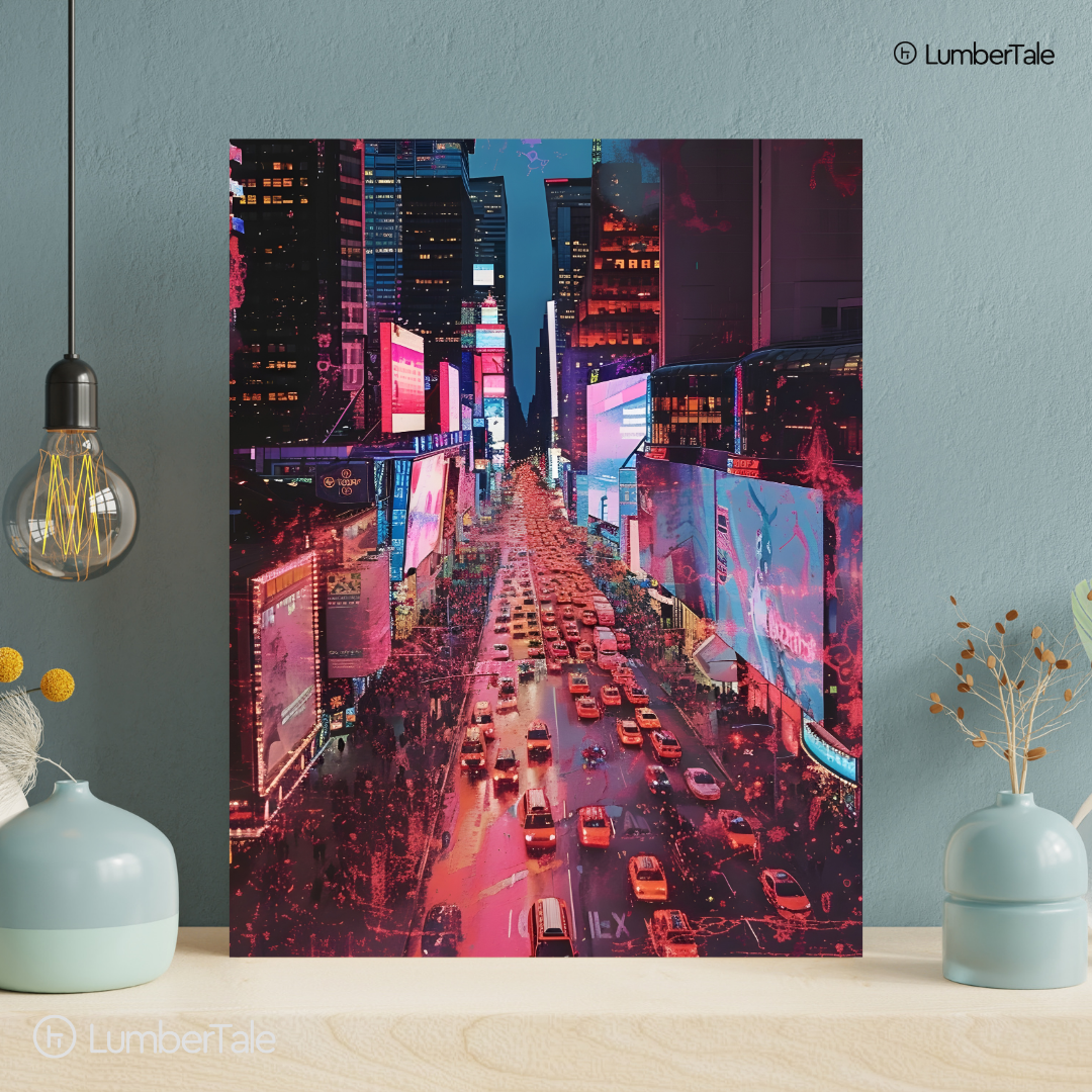 Neon Rush Hour – Times Square in Technicolor – Stretched Canvas for Urban Walls, Modern Lofts & High-Octane Corners