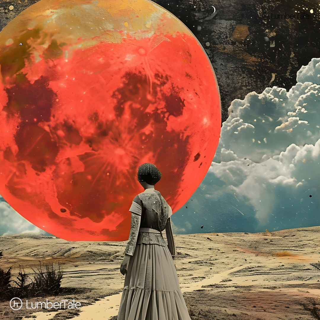 Red Moon Rising – Victorian Meets Sci-Fi – Stretched Canvas for Dreamers, Rebels & Cosmic Romantics