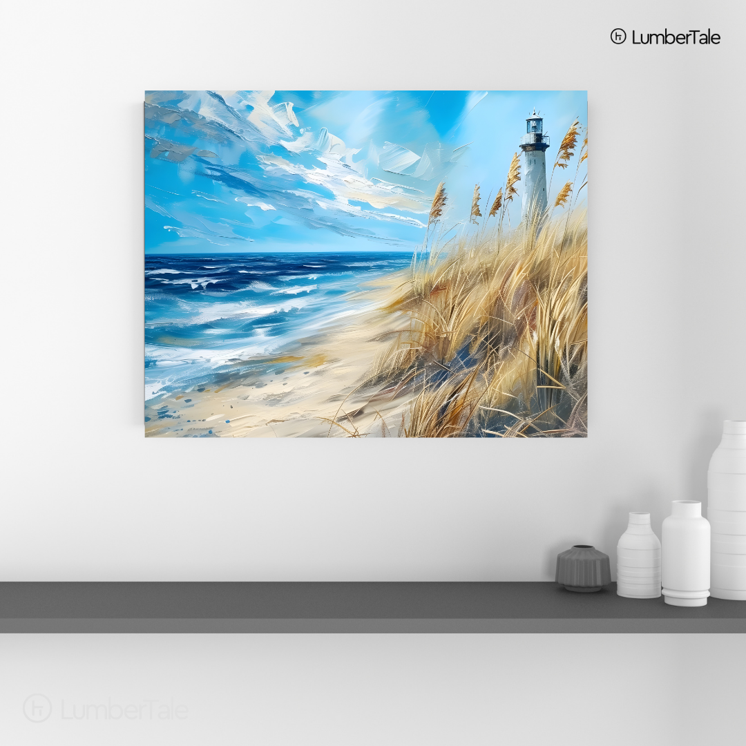Lighthouse Daydreams – Coastal Calm on Stretched Canvas – For Beach Souls and Seaside Hearts
