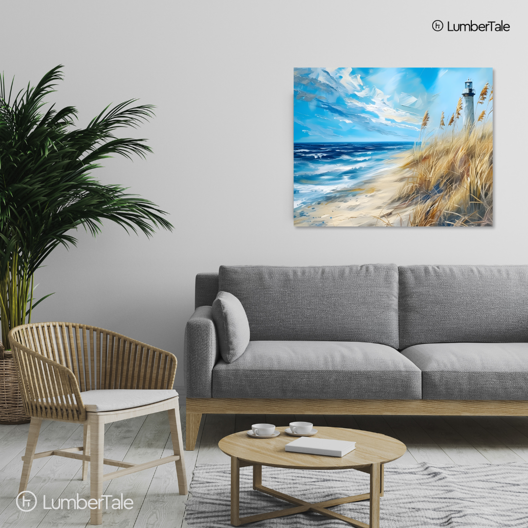 Lighthouse Daydreams – Coastal Calm on Stretched Canvas – For Beach Souls and Seaside Hearts