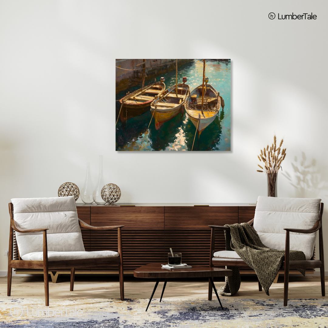 Docked Dreams – Mediterranean Mood Vibes – Stretched Canvas for Wall Wanderers