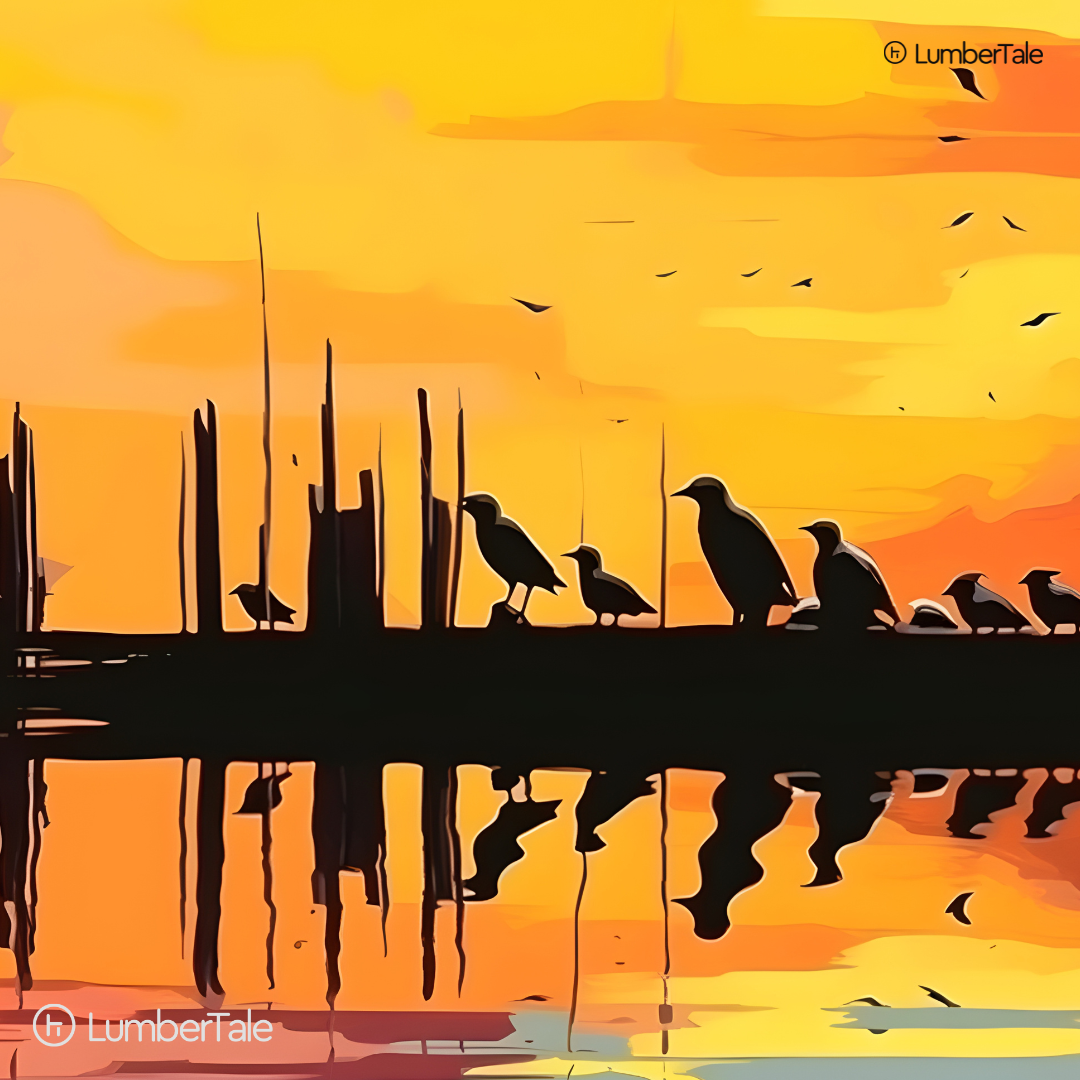 Birds of a Golden Feather – Sunset Gossip on Stretched Canvas