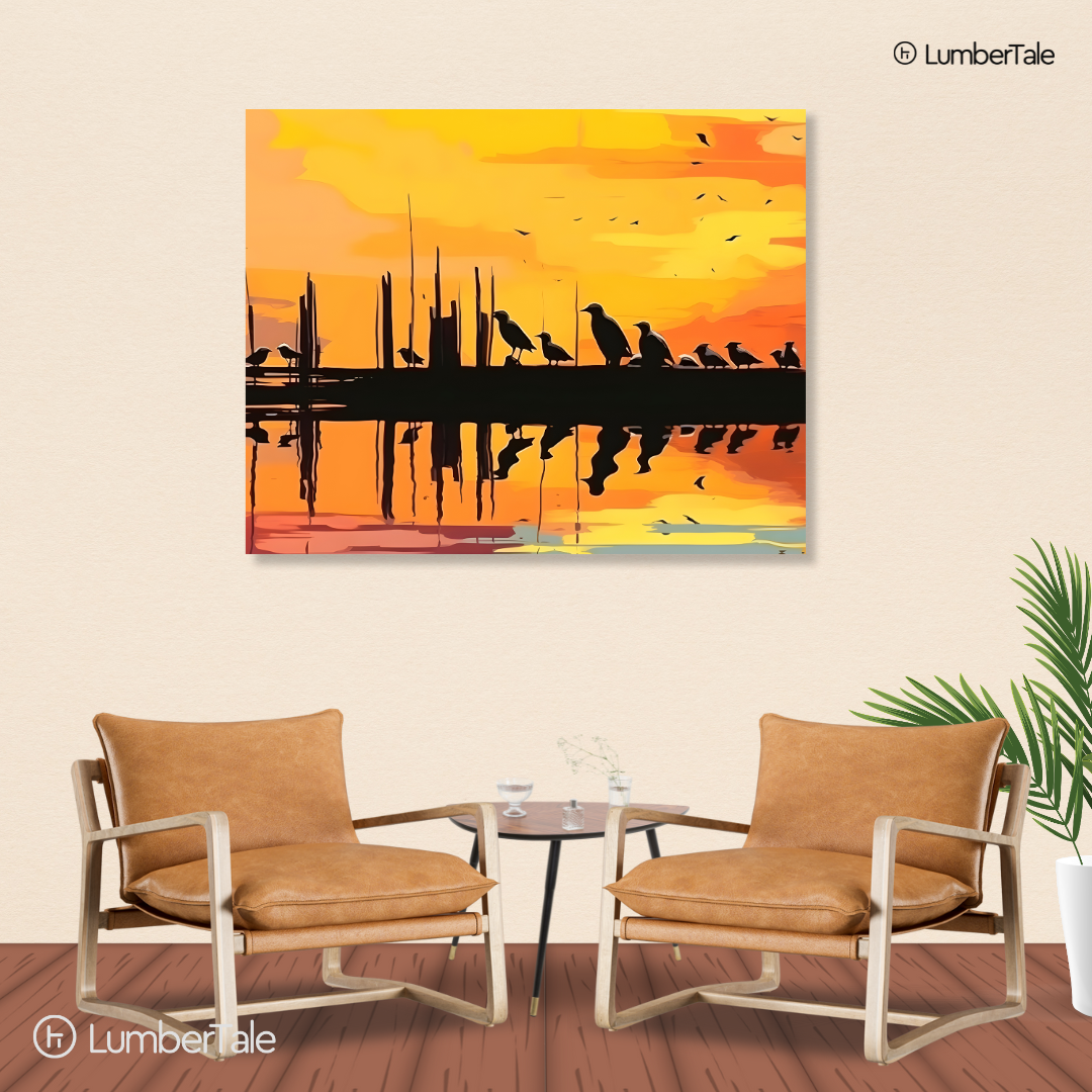 Birds of a Golden Feather – Sunset Gossip on Stretched Canvas