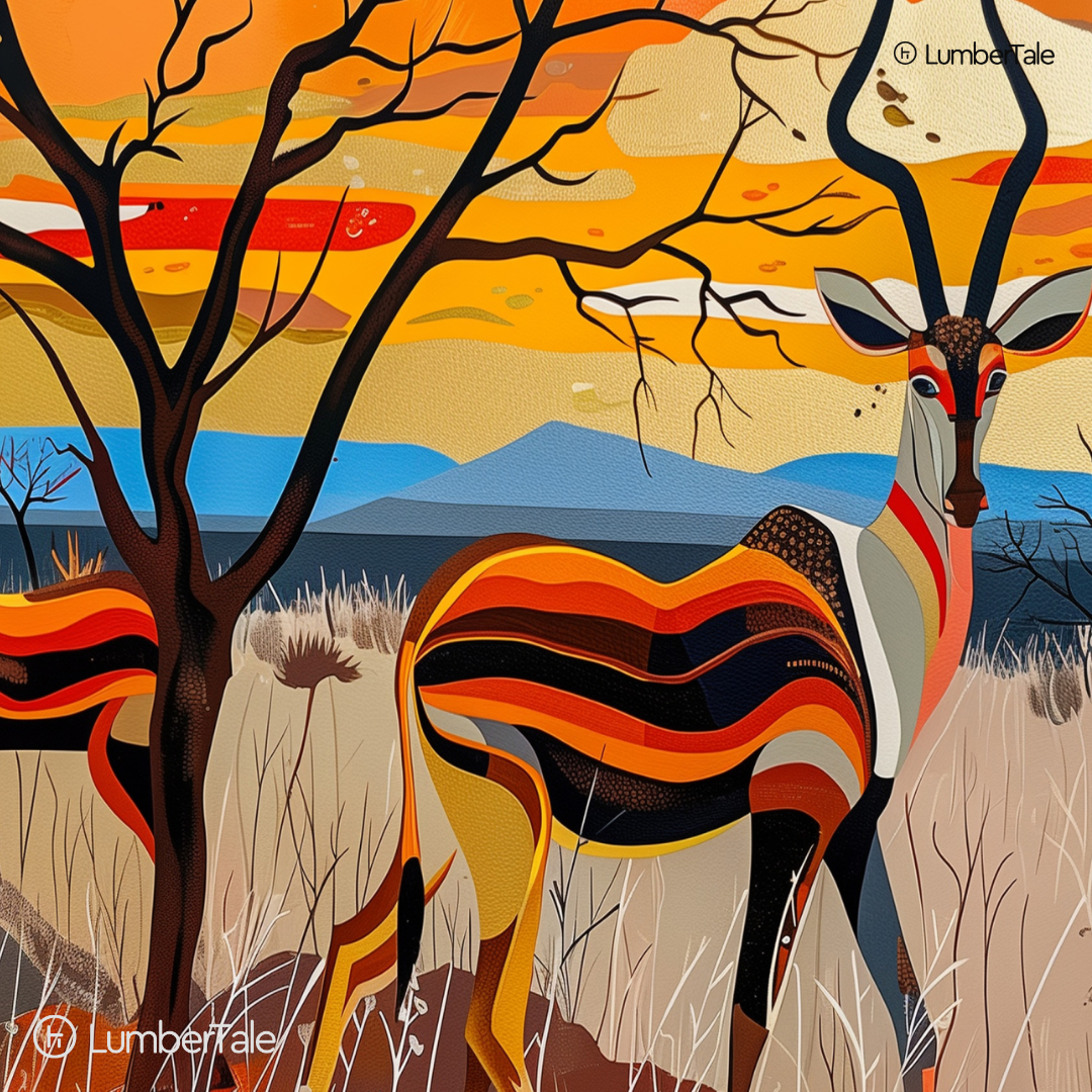 Oh Deer! Stripes & Sunsets – Wild Vibes on Canvas