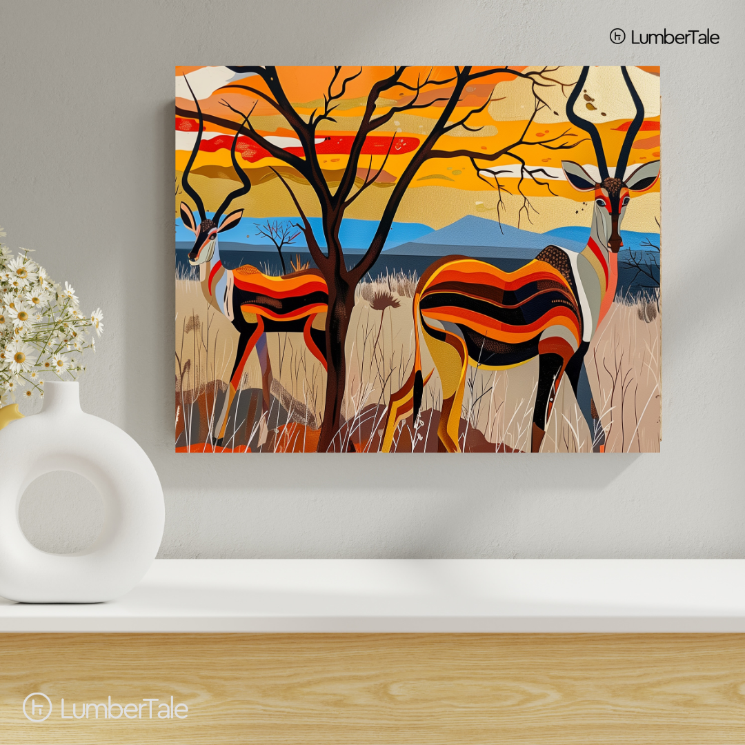 Oh Deer! Stripes & Sunsets – Wild Vibes on Canvas