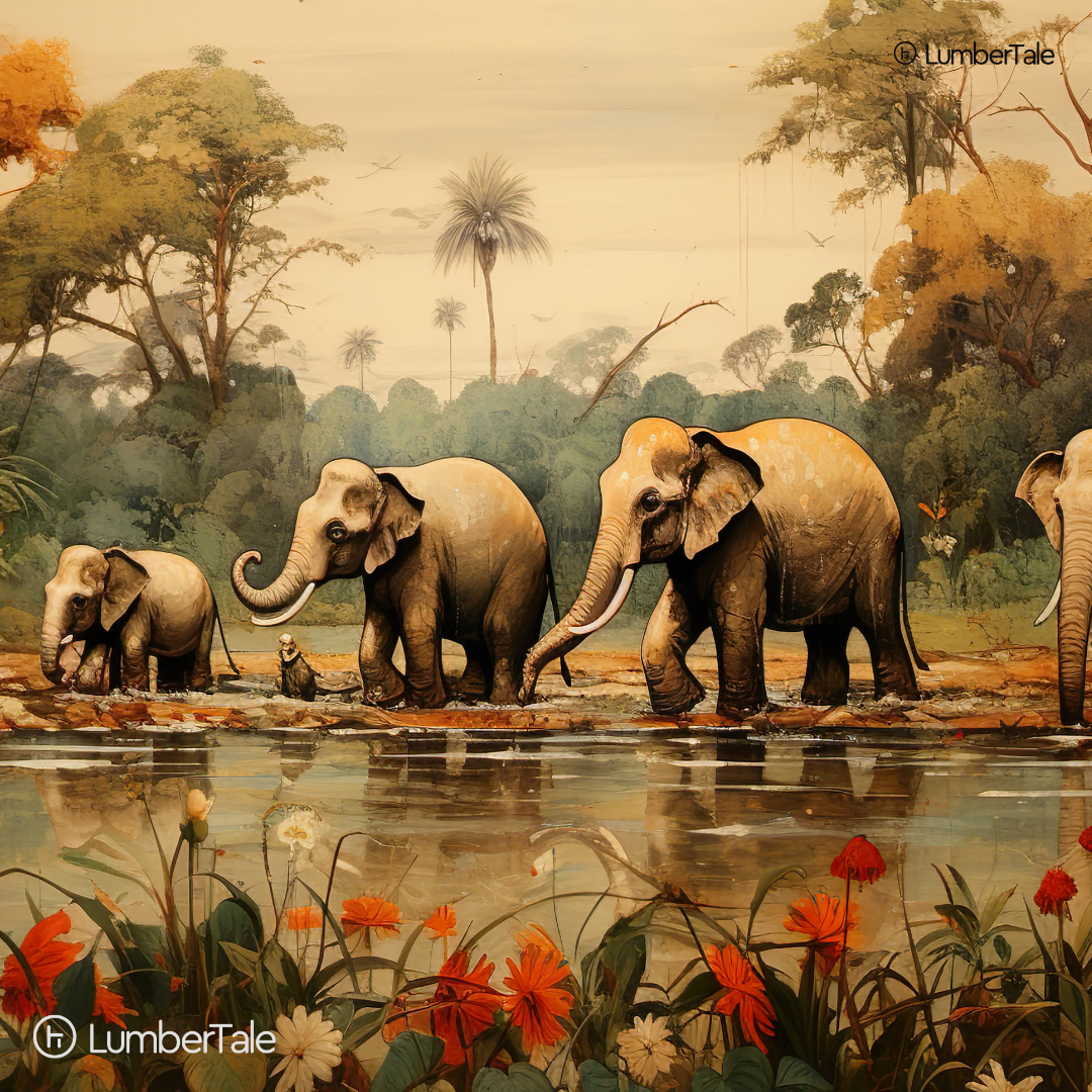 Trunk Tales – Gentle Giants March on Stretched Canvas