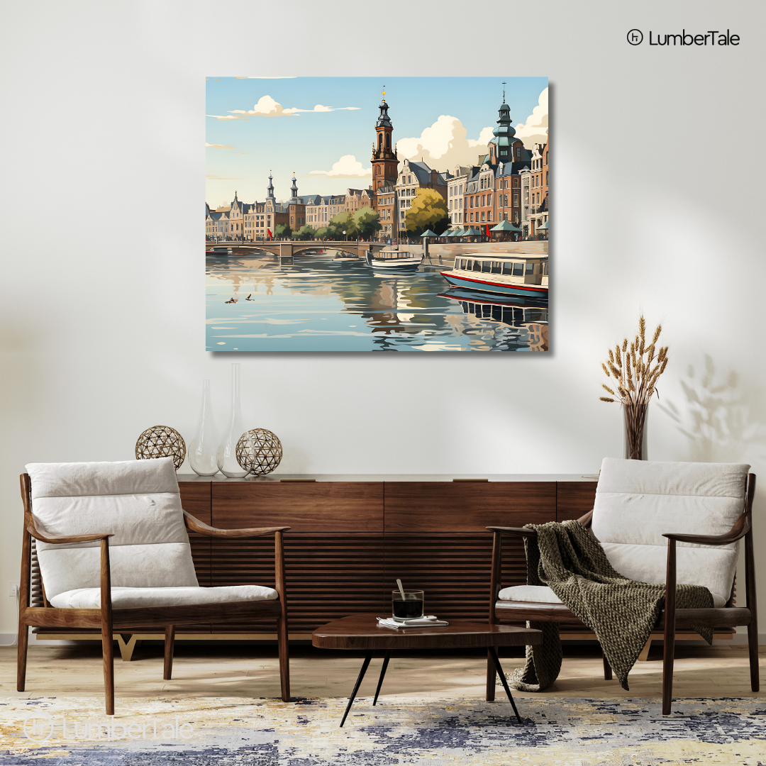 Boat Goals – Iconic Amsterdam Canals on Stretched Canvas