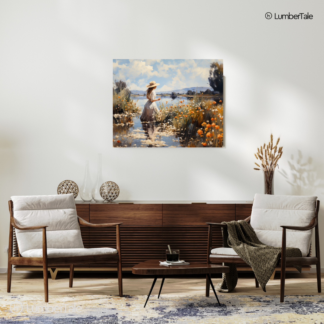 Wildflower Whispers – Lakeside Daydreams on Stretched Canvas