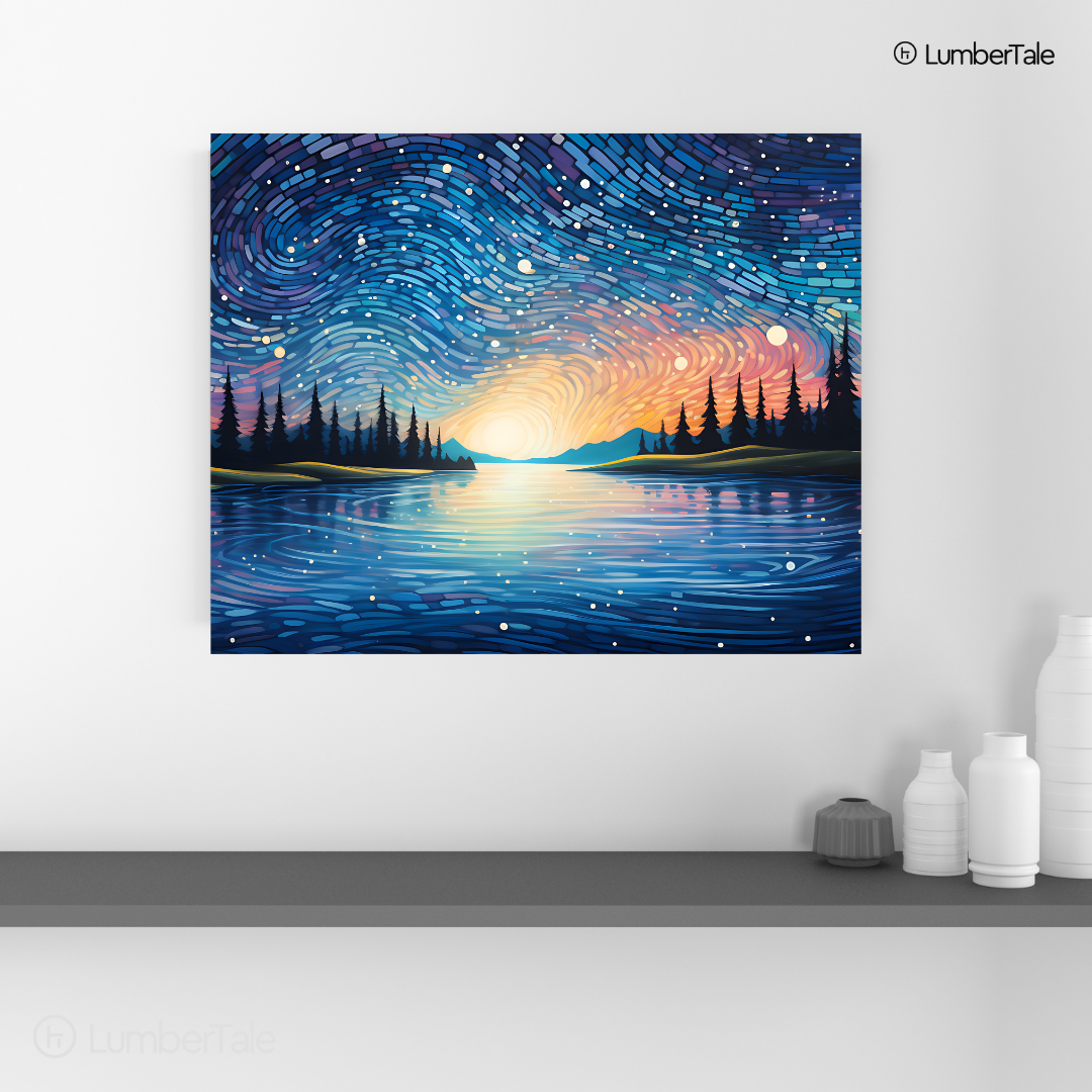 Starry Sway – Celestial Mosaic on Stretched Canvas