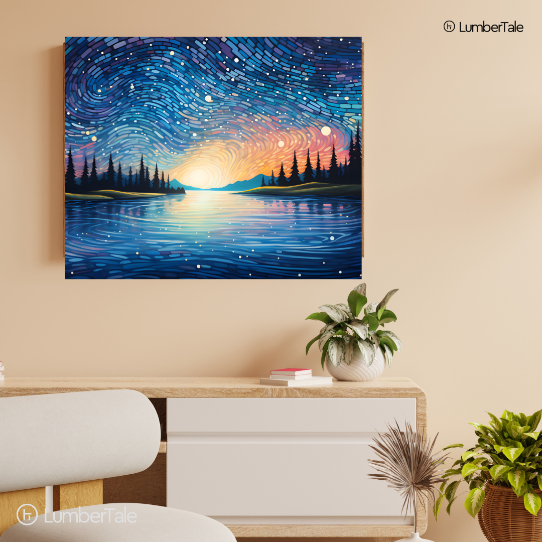 Starry Sway – Celestial Mosaic on Stretched Canvas