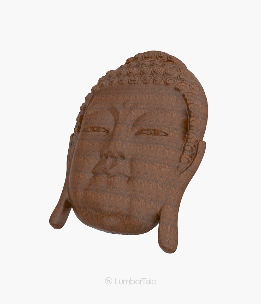Brown Gautam Buddha Spiritual 3D Wooden Art Crafted Wall Hanging Sculpture For Home Decor