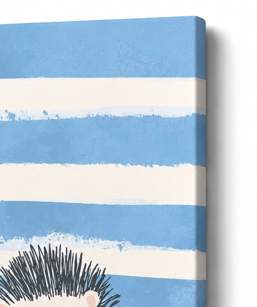 Striped Hedgehog Charm - Stretched Canvas