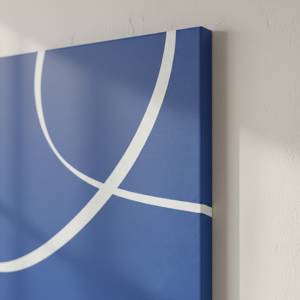 Blue Abstract Canvas Upper Corner Close-Up