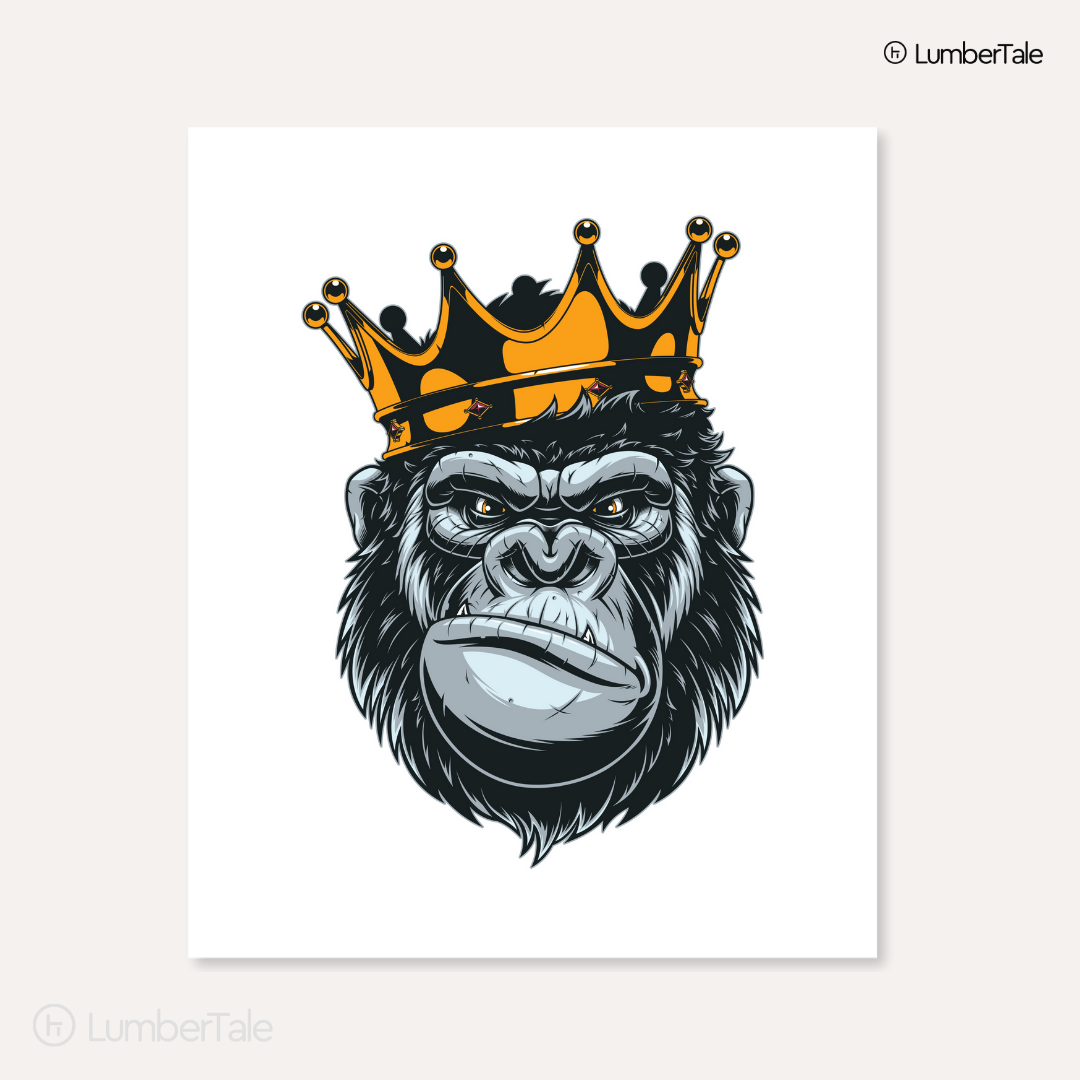 Badshah - Gorilla The King - Spirit Animal Art Painting |Wall Art Gift Posters For Wall Decor Wall Hangings - Black Frame | Ready To Hang