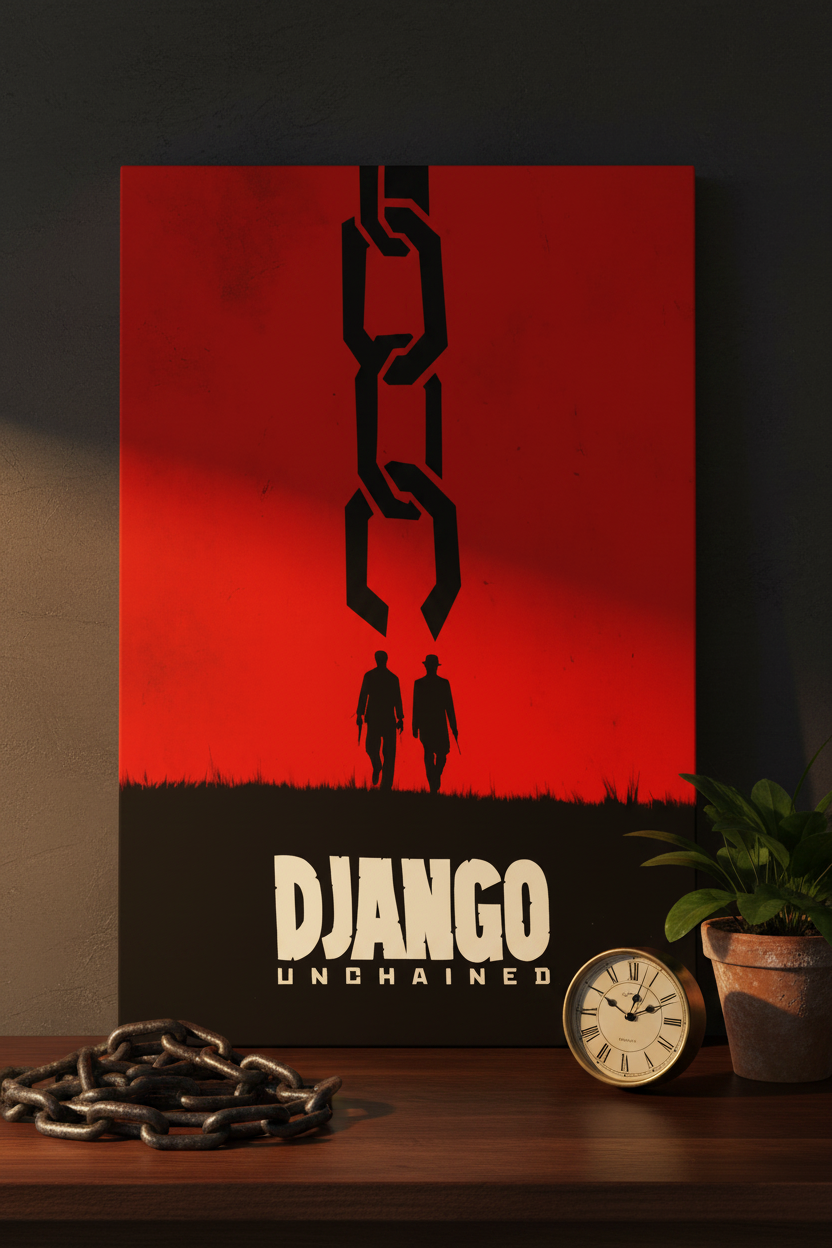 Django Unchained Canvas Table Chain Plant Clock Mockup