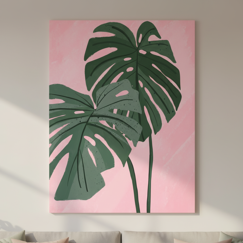 Monstera Canvas Close-Up Mockup