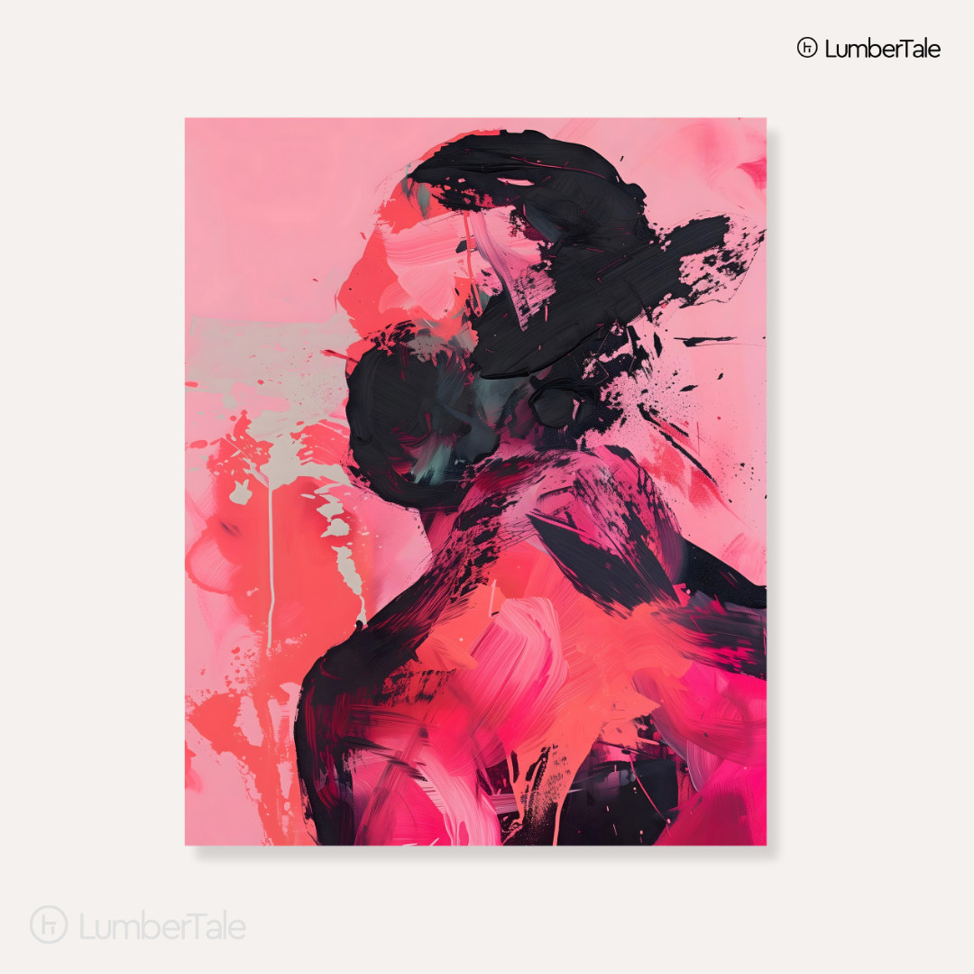 What the Heart Can’t Say – Abstract Emotion in Crimson & Charcoal – Stretched Canvas for Contemporary Homes, Art-Led Interiors & Emotional Minimalism