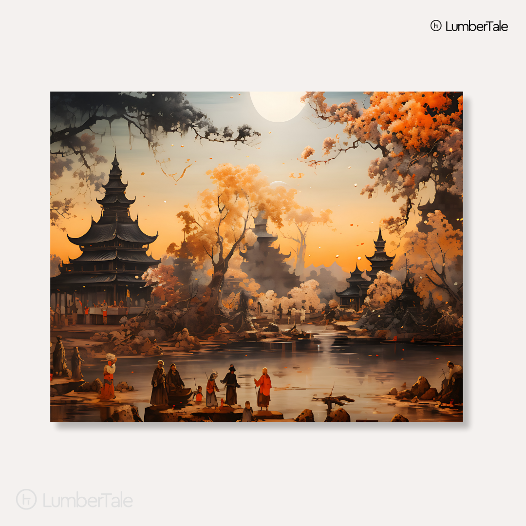 Midnight Monastery – Moonlit Tranquility on Stretched Canvas