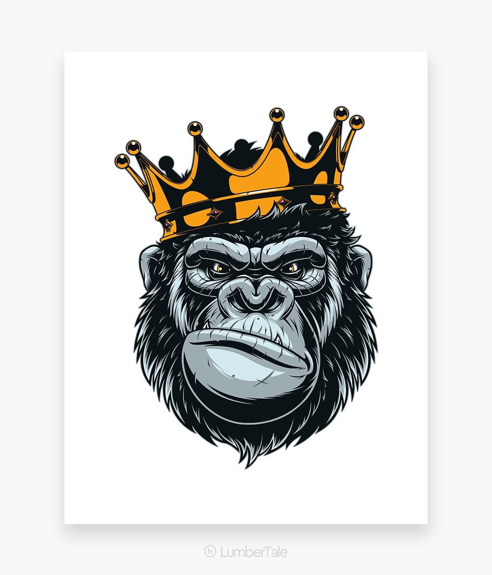 Badshah - Gorilla The King - Spirit Animal Art Painting |Wall Art Gift Posters For Wall Decor Wall Hangings - Black Frame | Ready To Hang