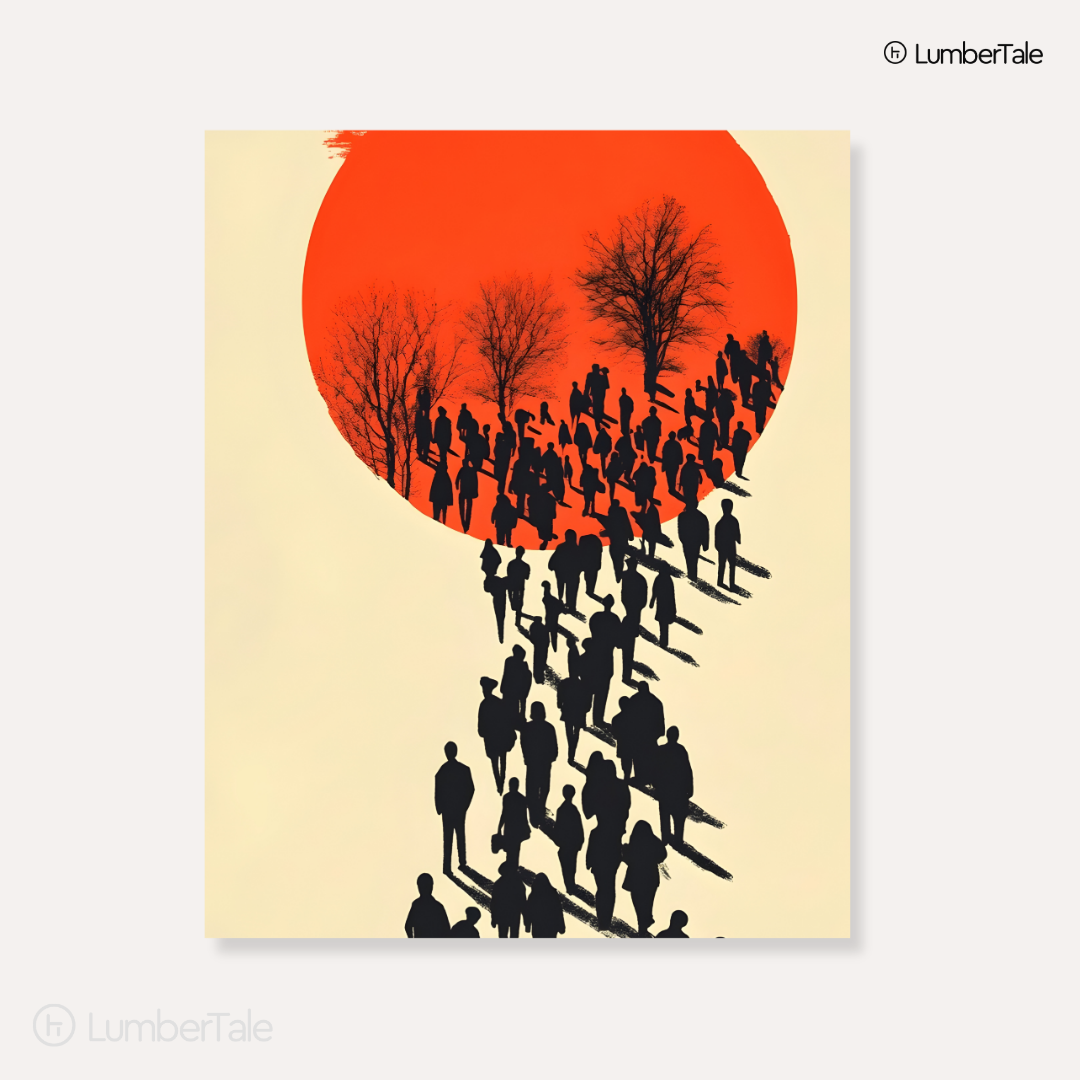 March to the Red Moon - Shadows, Strangers & Silence - Stretched Canvas For Hallways, Think Spaces, and Bold Entry Walls