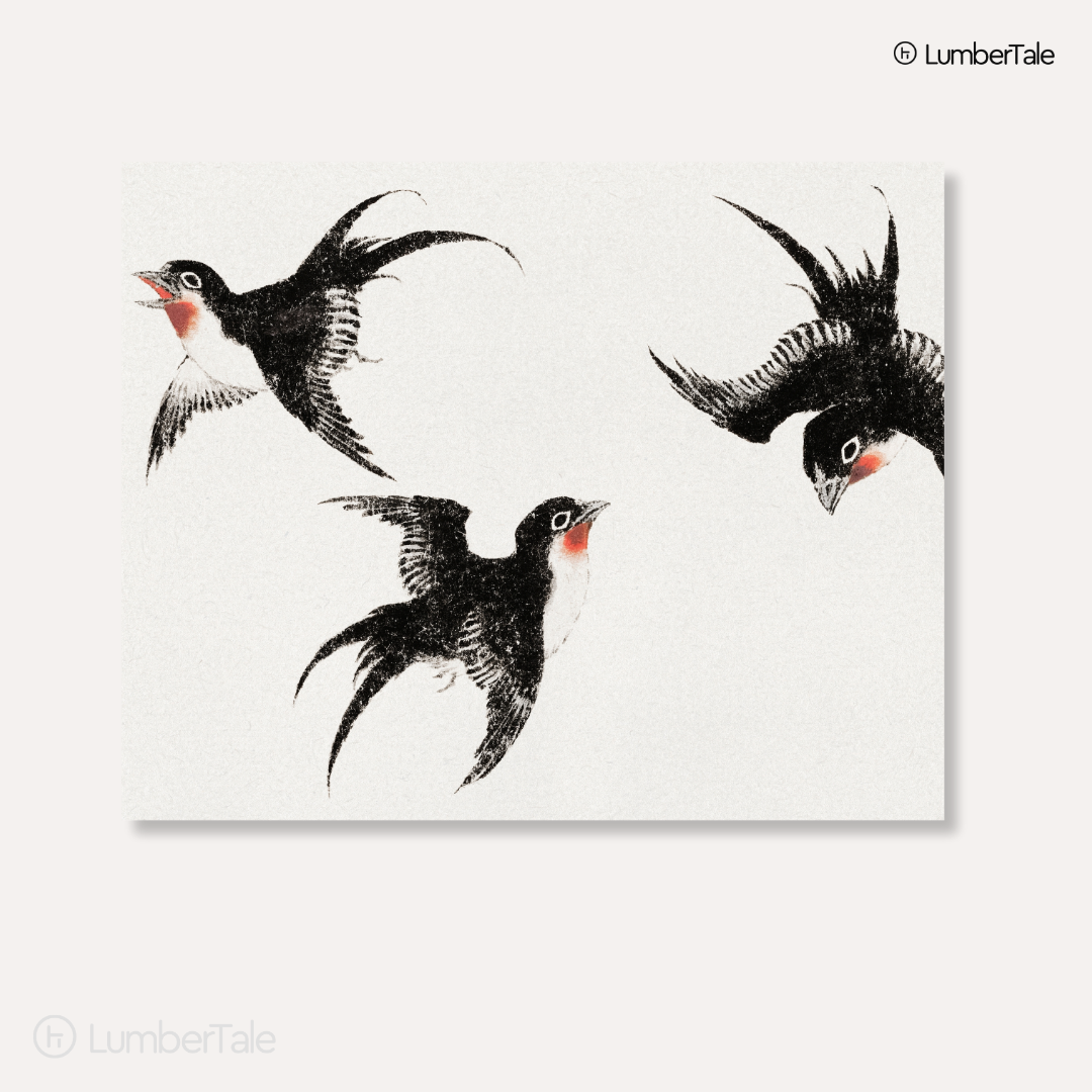 Flight Club - Minimal Swallows With Big Energy - Stretched Canvas For Cozy Corners Calm Rooms Thoughtful Walls