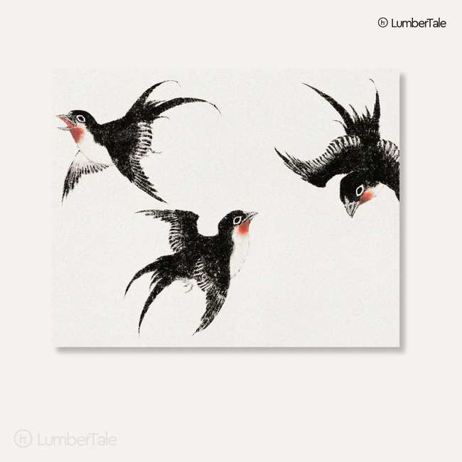 Flight Club - Minimal Swallows With Big Energy - Stretched Canvas For Cozy Corners Calm Rooms Thoughtful Walls Main Image